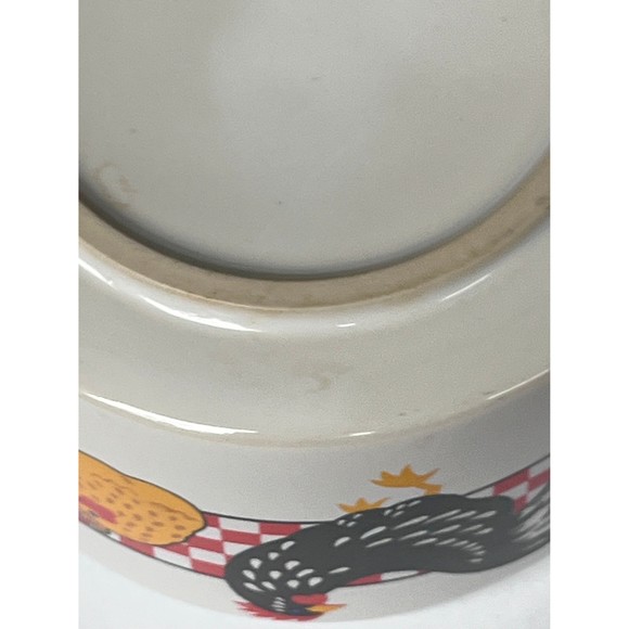 Ceramic Chicken/Rooster Soup Mugs Bowl With Handle Farmhouse Checkered Red - Picture 4 of 10
